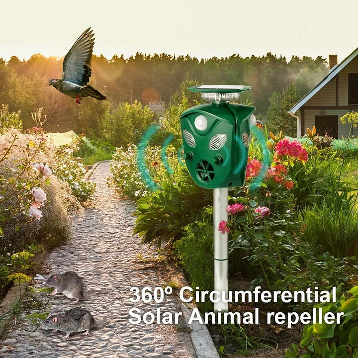 Solar Ultrasonic Animal Repeller 360° Coverage
