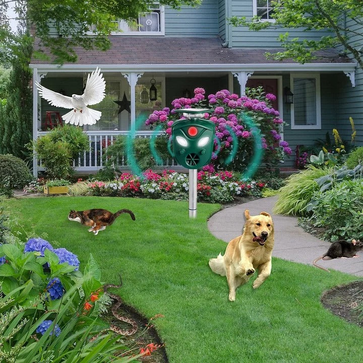 Solar Ultrasonic Animal Repeller 360° Coverage
