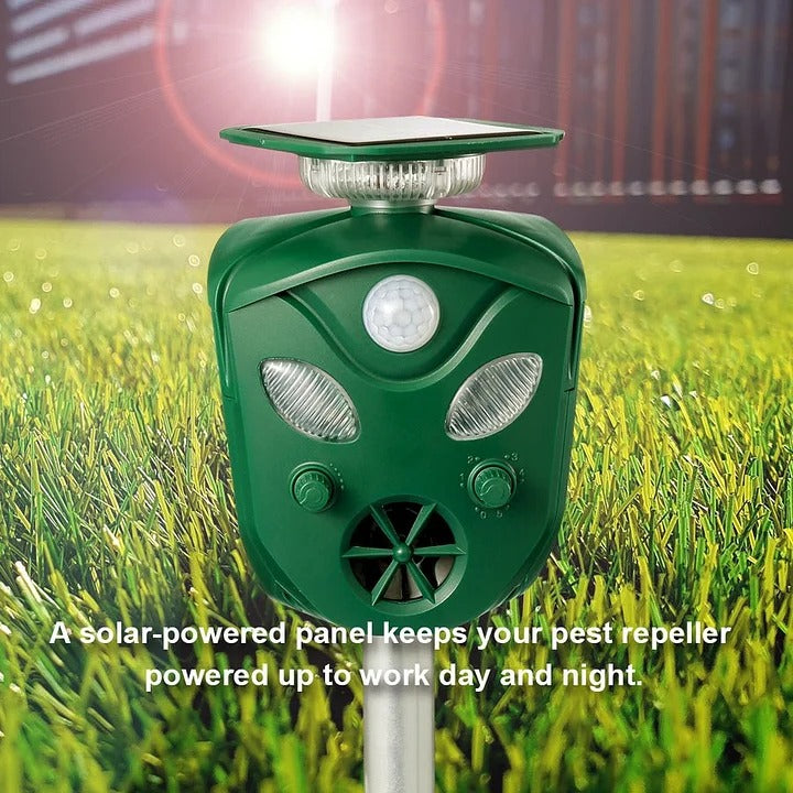 Solar Ultrasonic Animal Repeller 360° Coverage