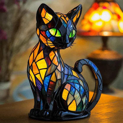 Stained Glass Cat Table Lamp Decor