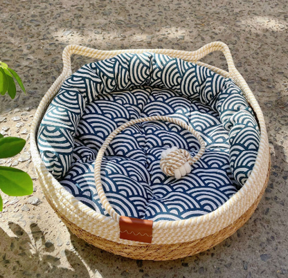 Handmade Cat Bed - Cozy Round Nest for Cats