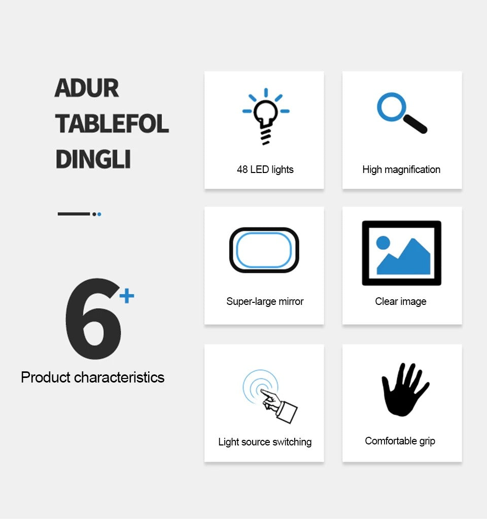 Foldable LED Magnifying Glass for Reading