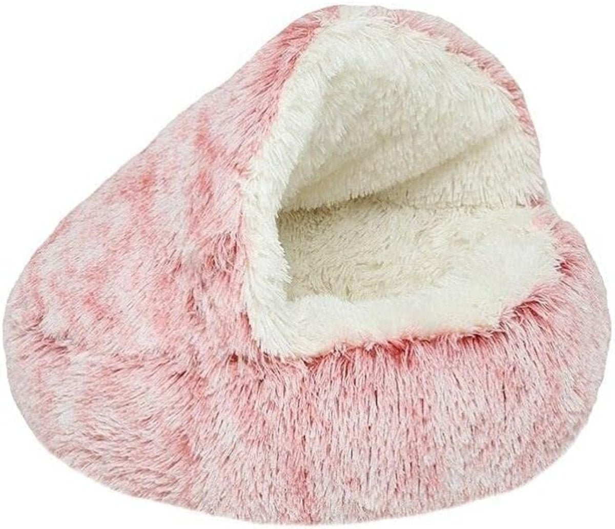 Calming Cave Pet Bed Cozy Hooded Dog Cat Bed