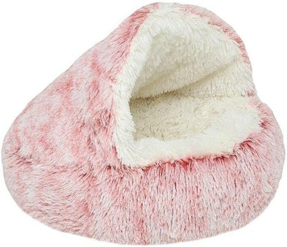 Calming Cave Pet Bed Cozy Hooded Dog Cat Bed