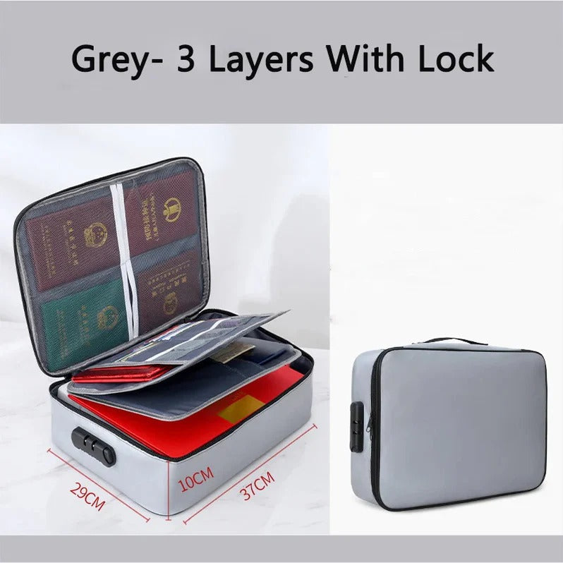 Waterproof Document Organizer with Zipper & Card Storage