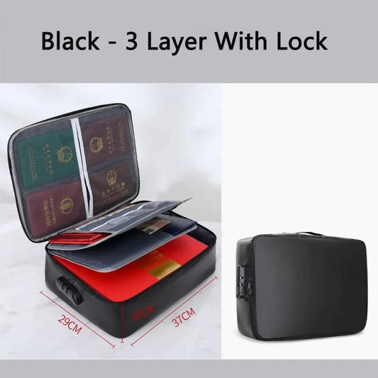 Waterproof Document Organizer with Zipper & Card Storage