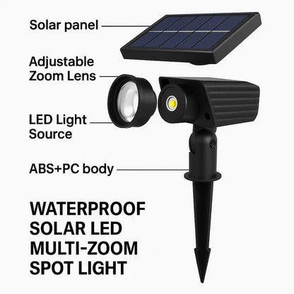 Solar LED Multi-Zoom Outdoor Spotlight