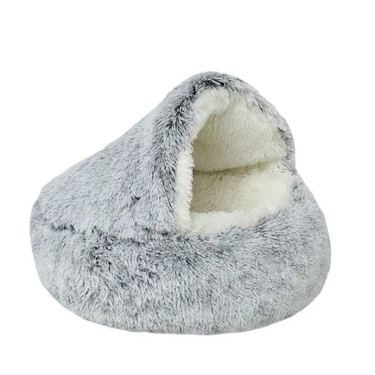 Calming Cave Pet Bed Cozy Hooded Dog Cat Bed