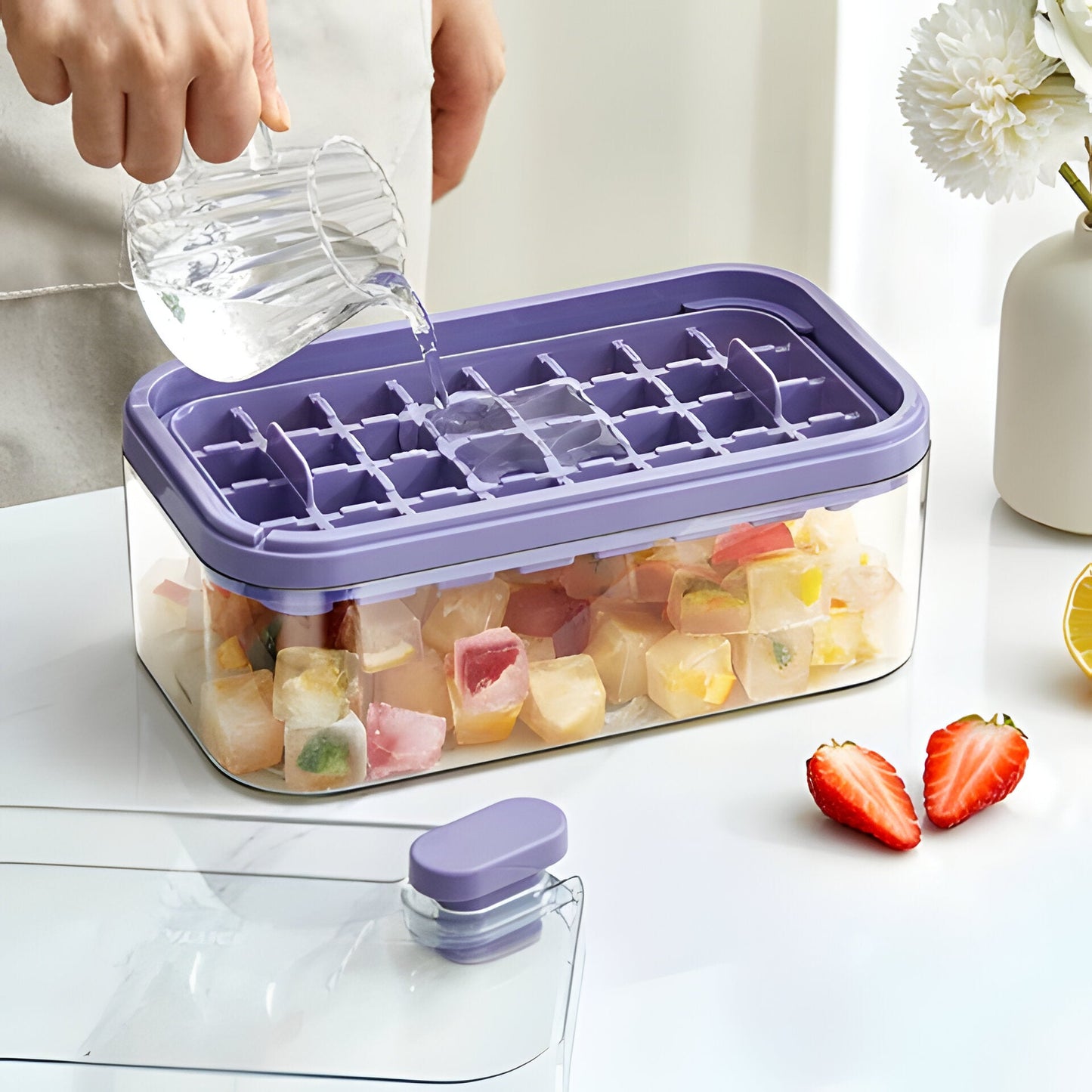 One-Click Ice Cube Tray with Storage Box