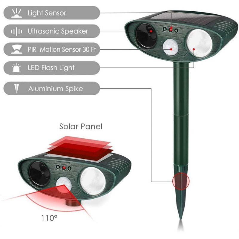 Solar Ultrasonic Animal Repellent Outdoor Device