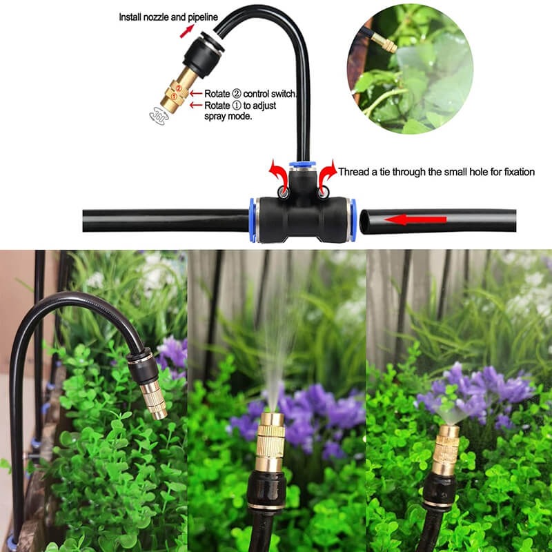 Drip Irrigation System with Flexible 360° Hose