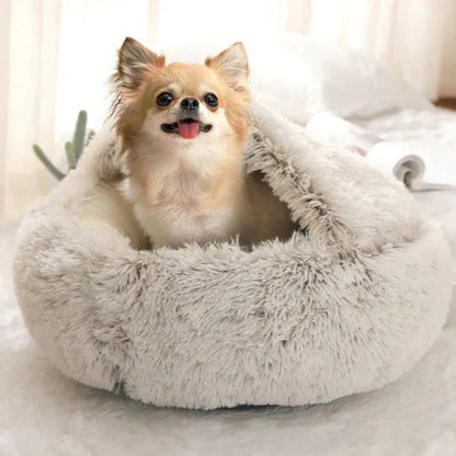Calming Cave Pet Bed Cozy Hooded Dog Cat Bed
