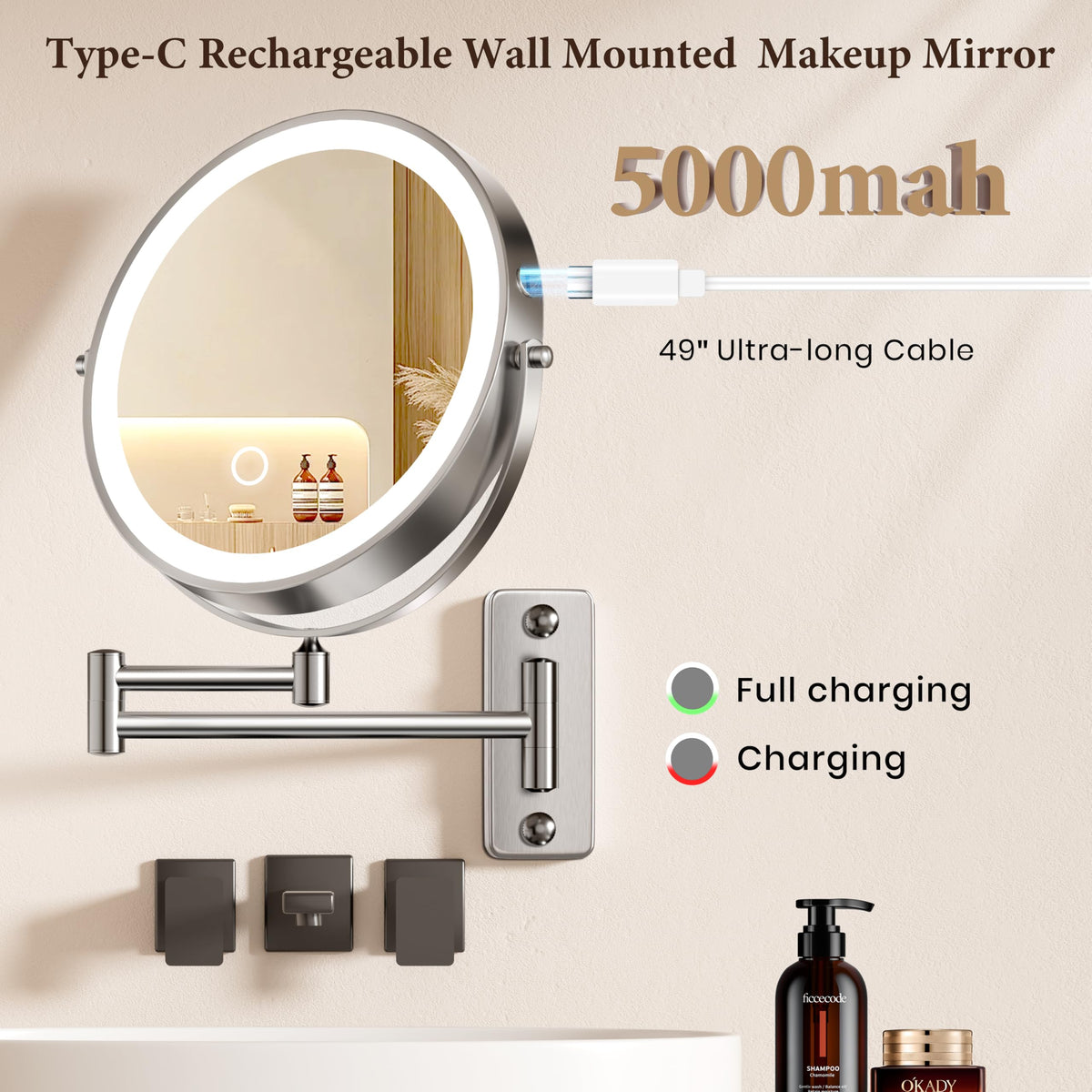 Rechargeable LED Mirror