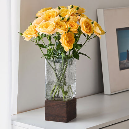 Square Wooden-Base Acrylic Vase