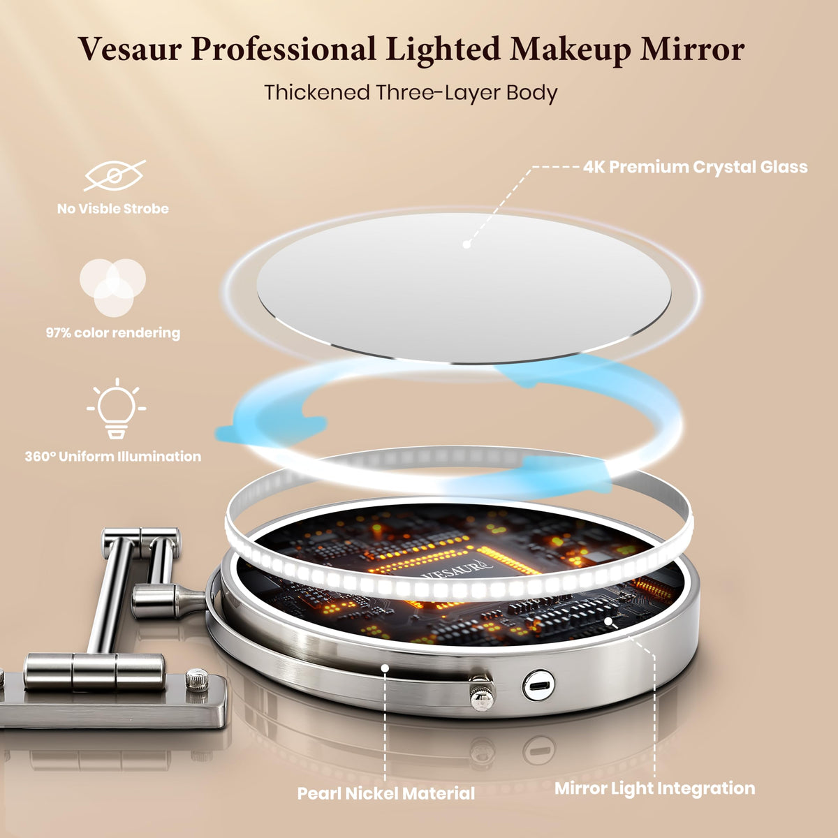 Rechargeable LED Mirror