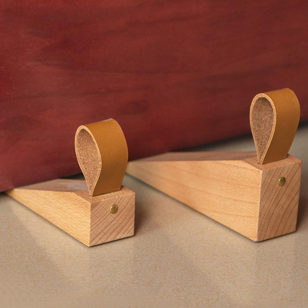 Solid Wood Door Stopper with Non Slip Base