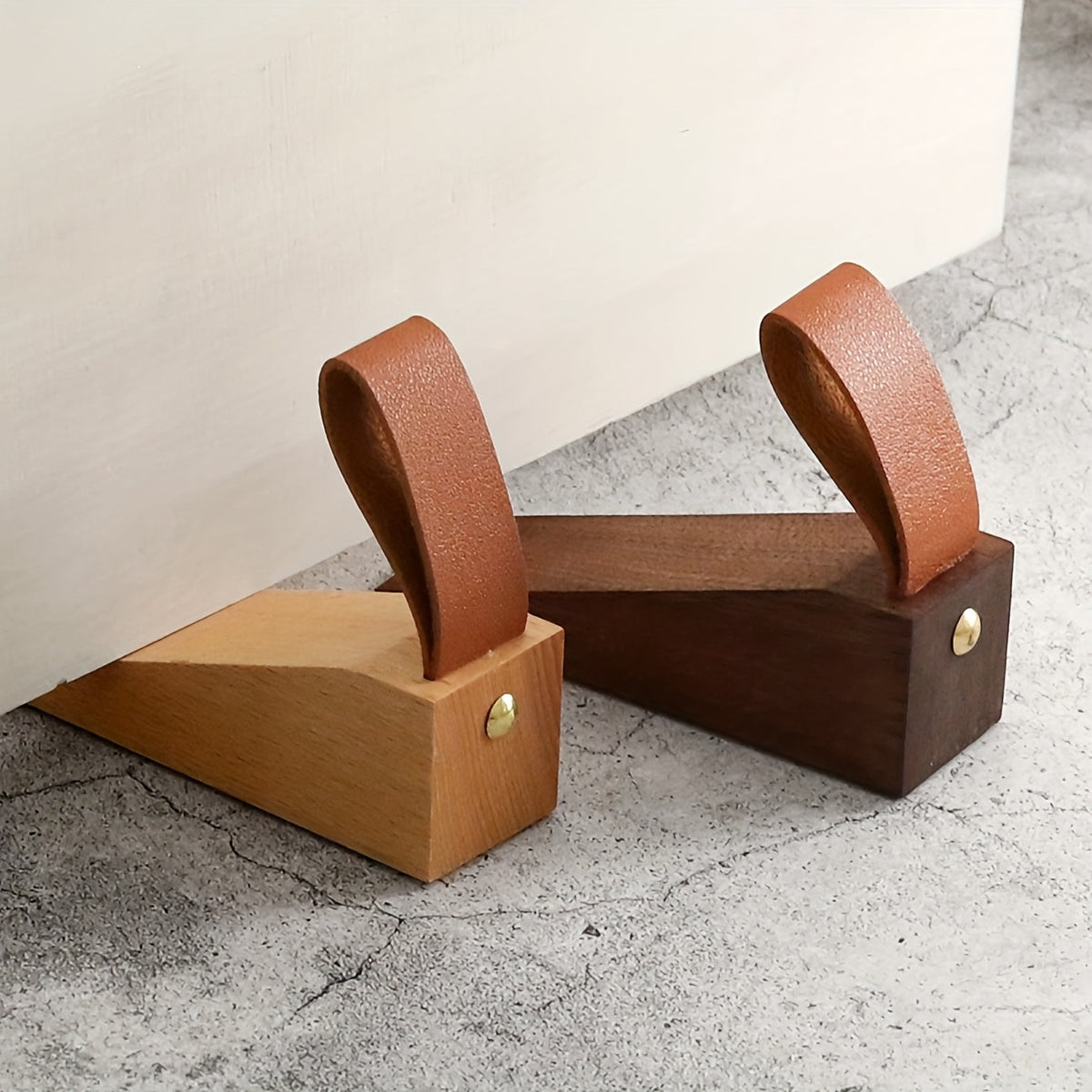 Solid Wood Door Stopper with Non Slip Base