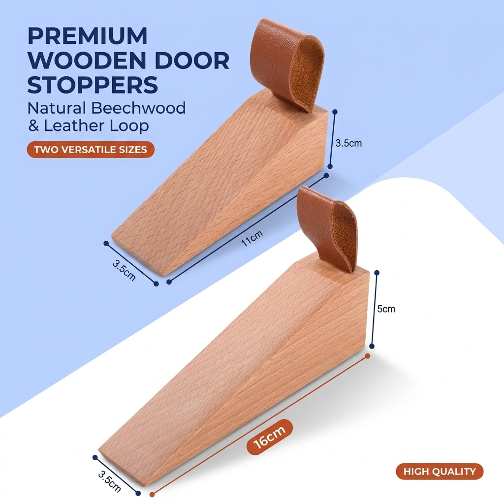 Solid Wood Door Stopper with Non Slip Base