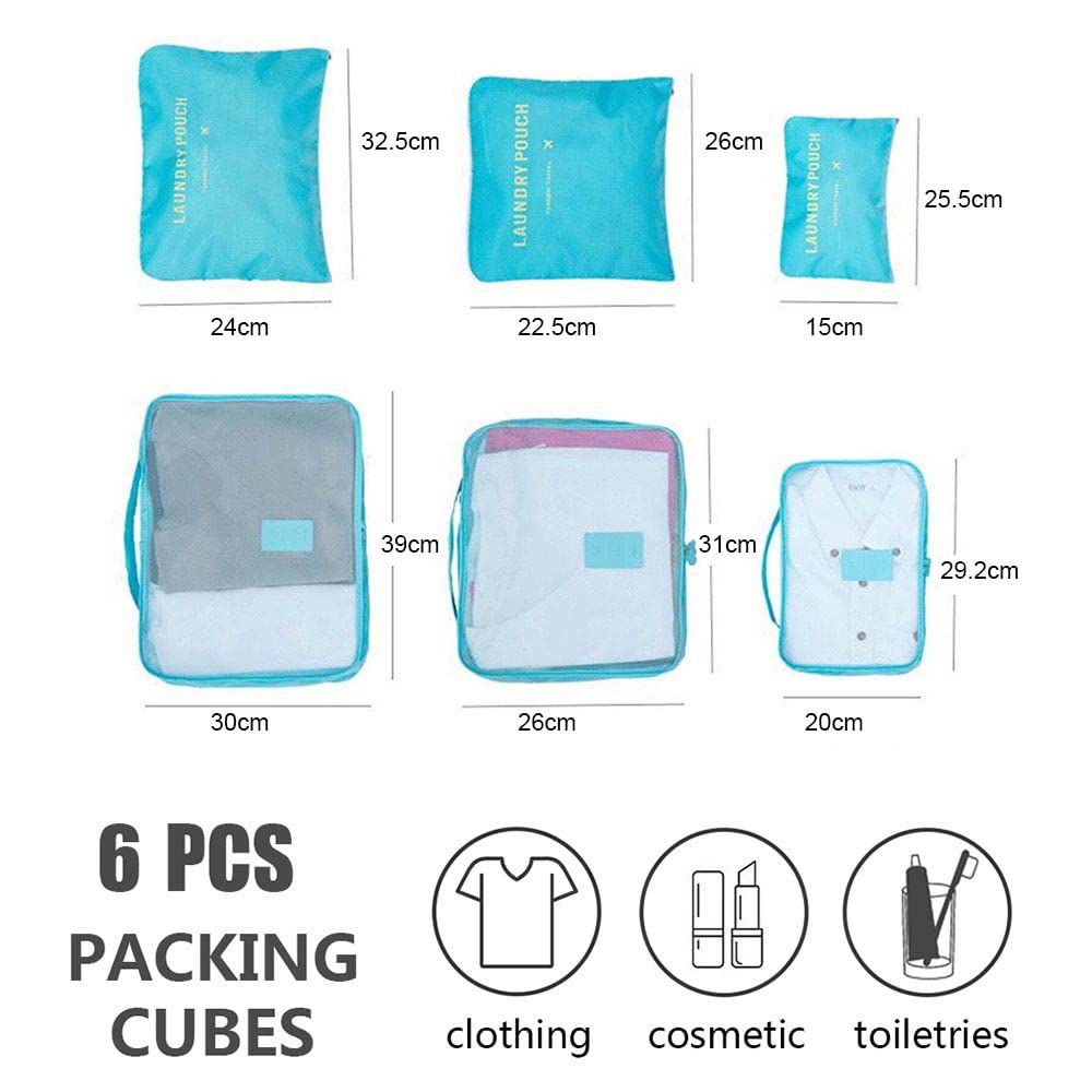 Travel Packing Cubes – 6 Pieces