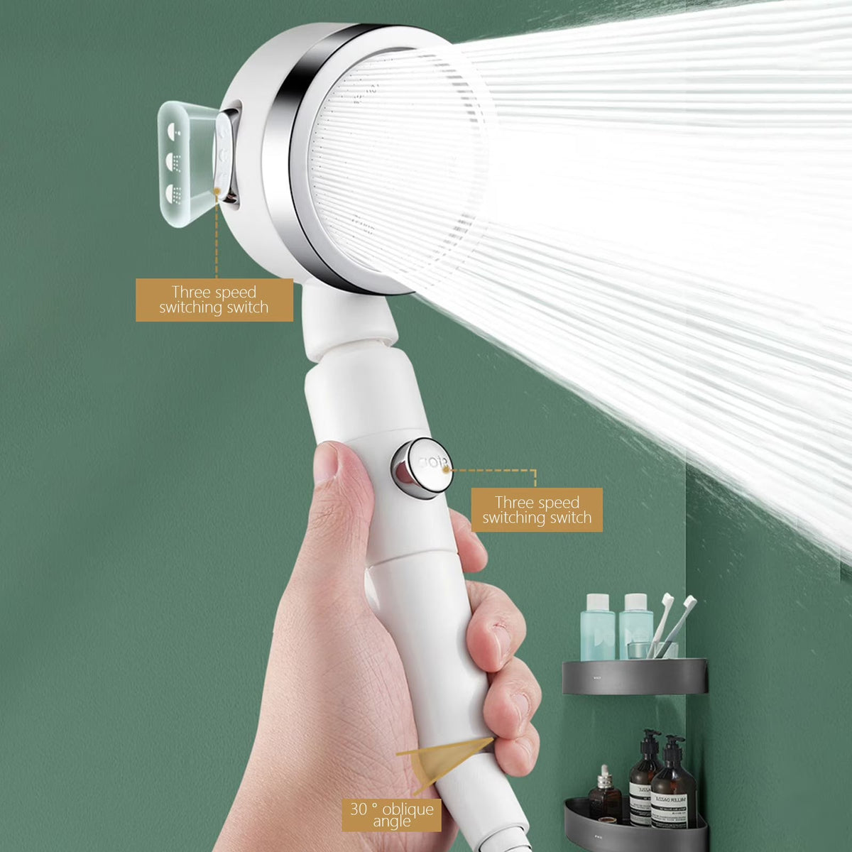 One-Touch Stop Showerhead