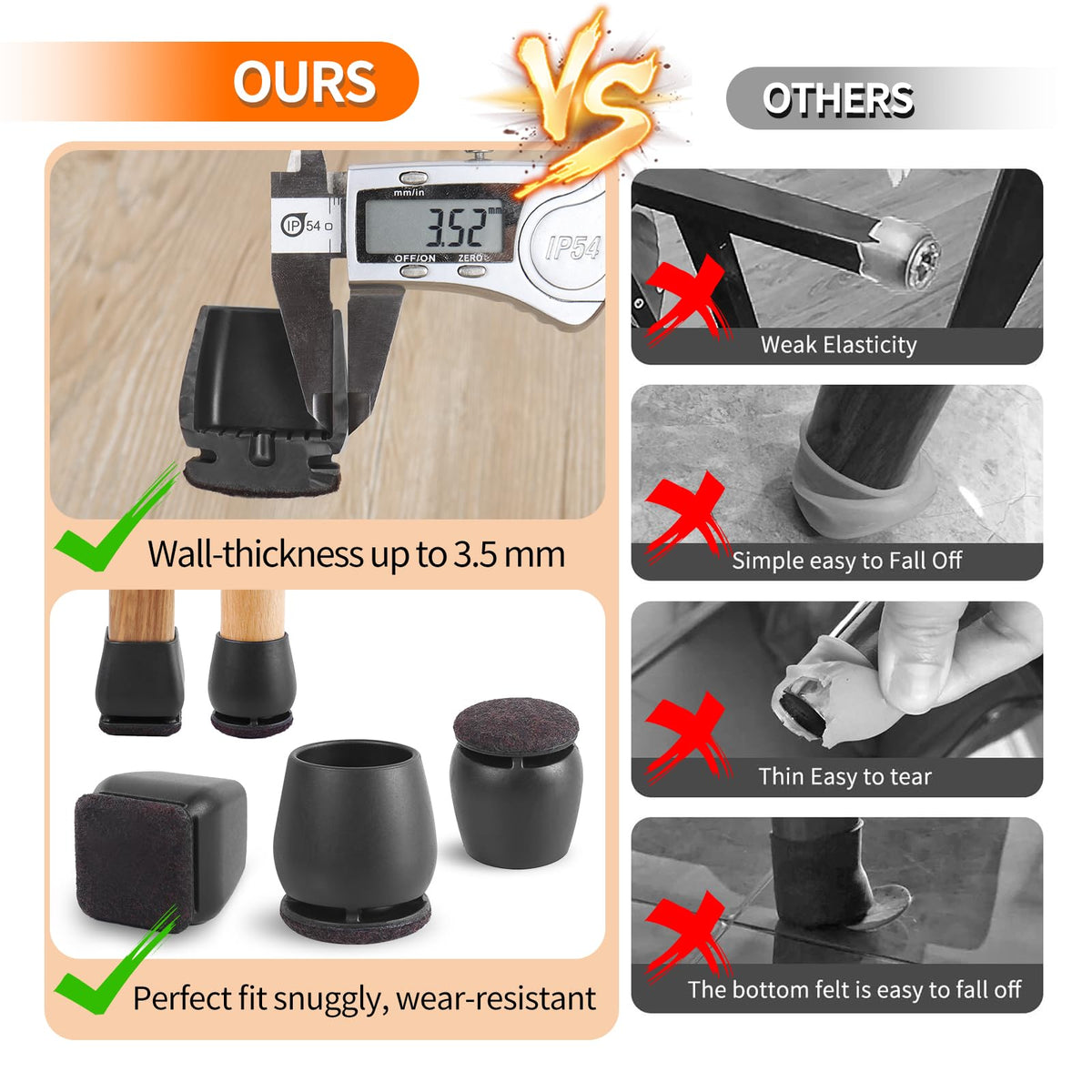 Chair Leg Protectors – 8 Pieces