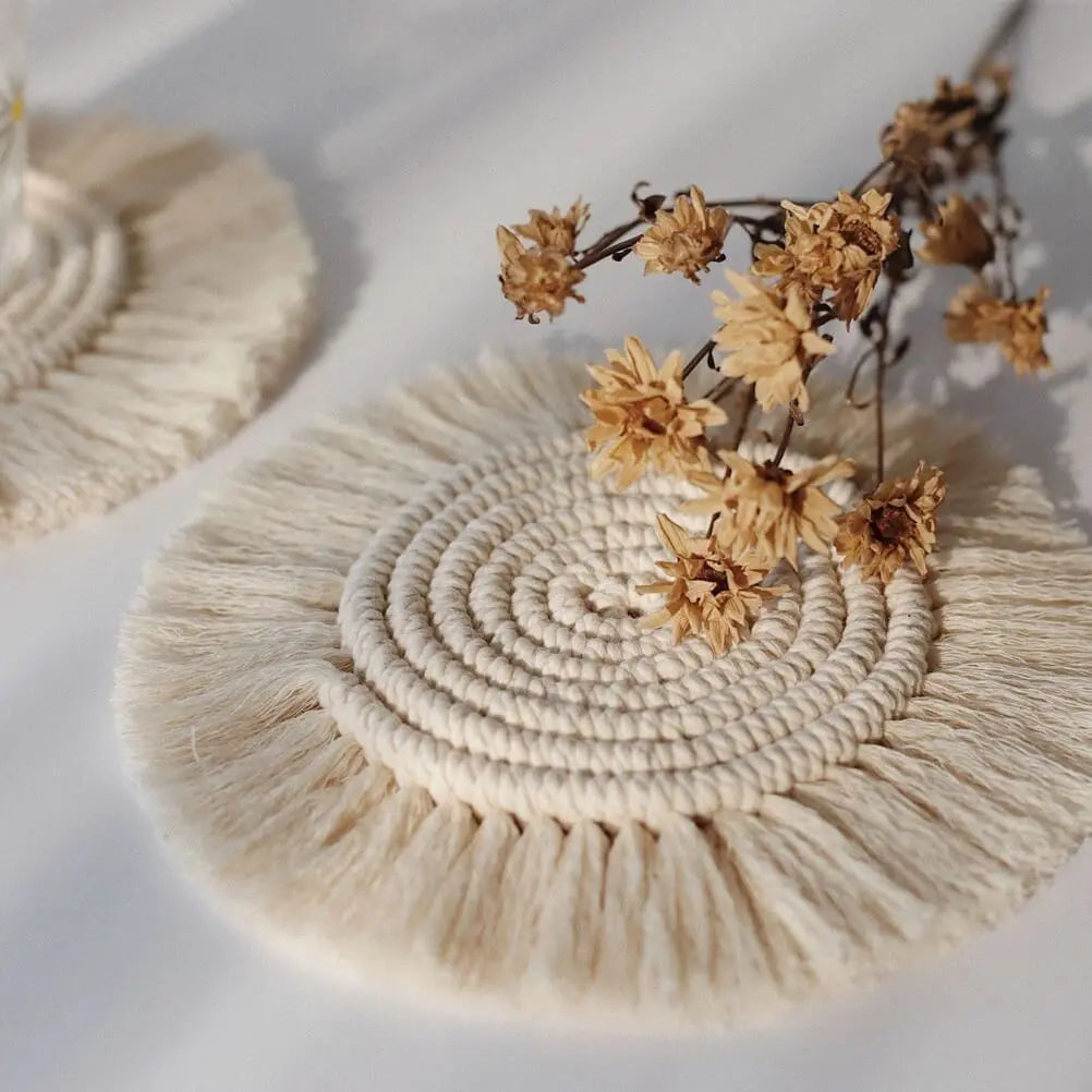 Boho Cotton Coaster Mat – 2 Pieces
