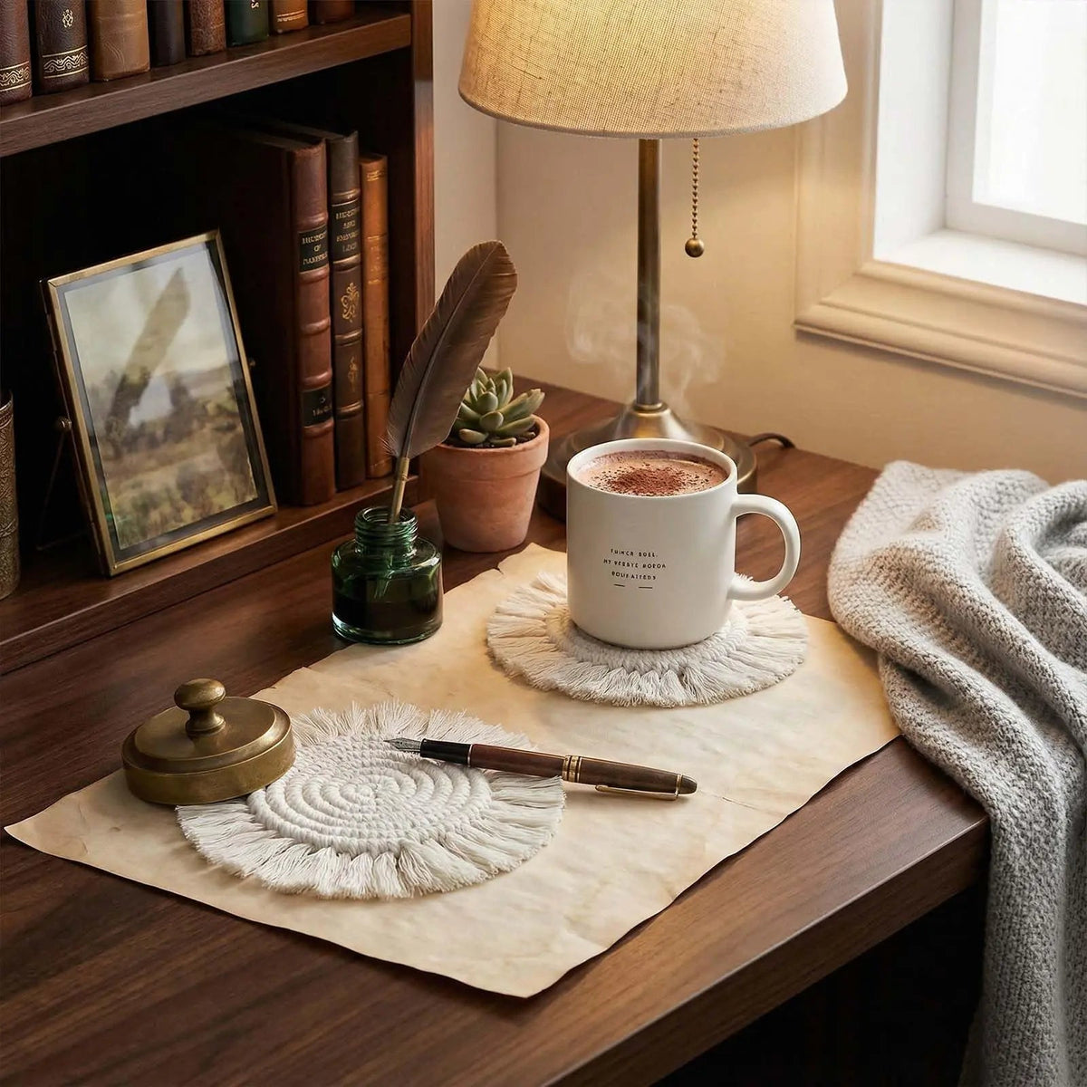 Boho Cotton Coaster Mat – 2 Pieces
