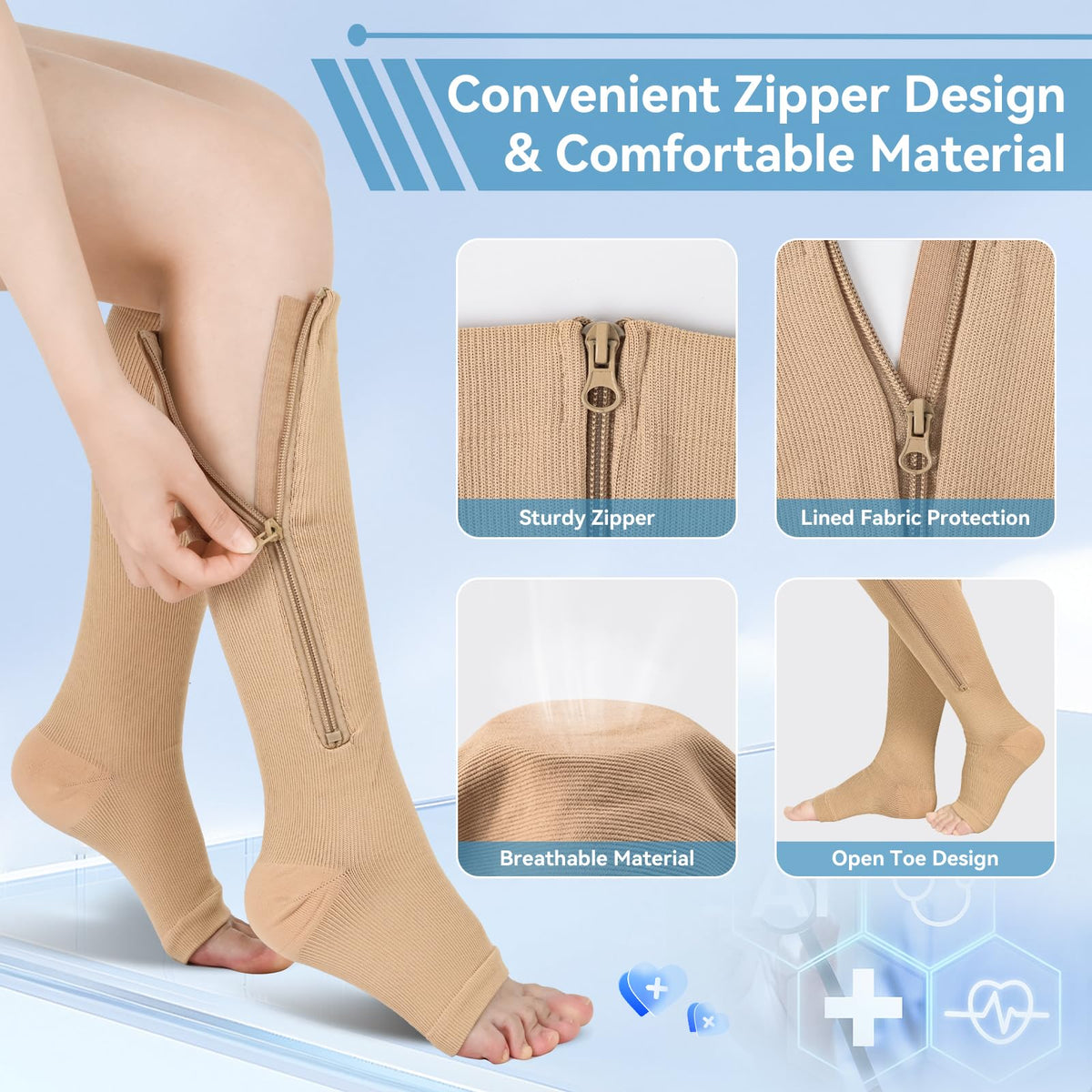 Zip-Up Compression Socks with Graduated Support