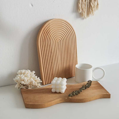 Wave Shaped Beech Wood Decorative Tray