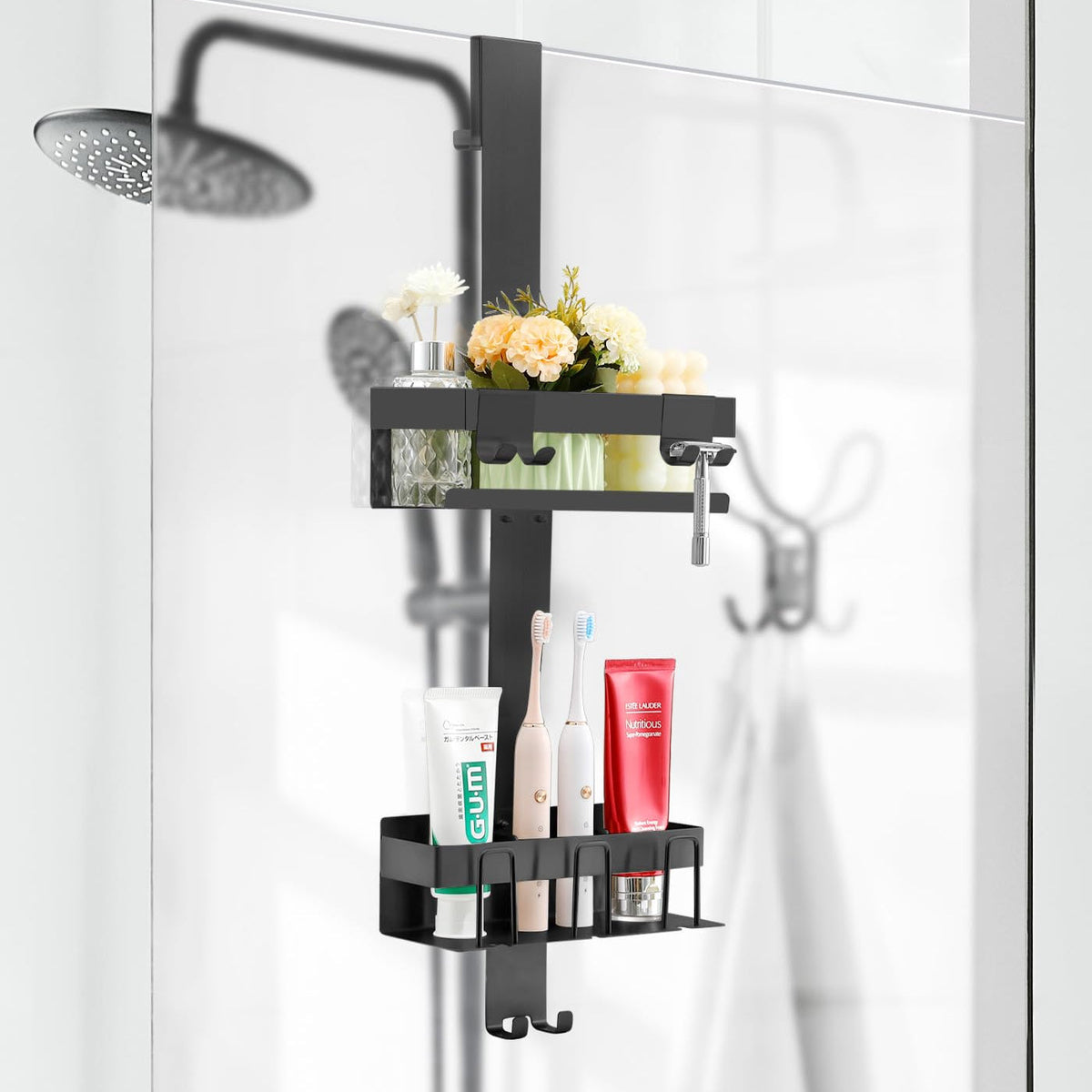 No Drill Bathroom Shelf