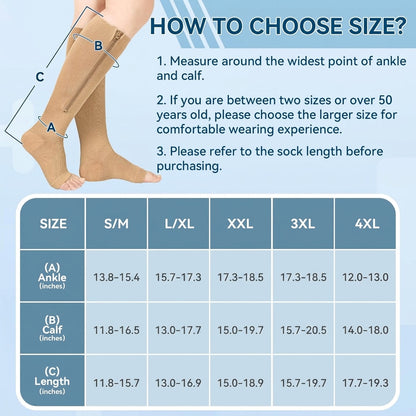Zip-Up Compression Socks with Graduated Support