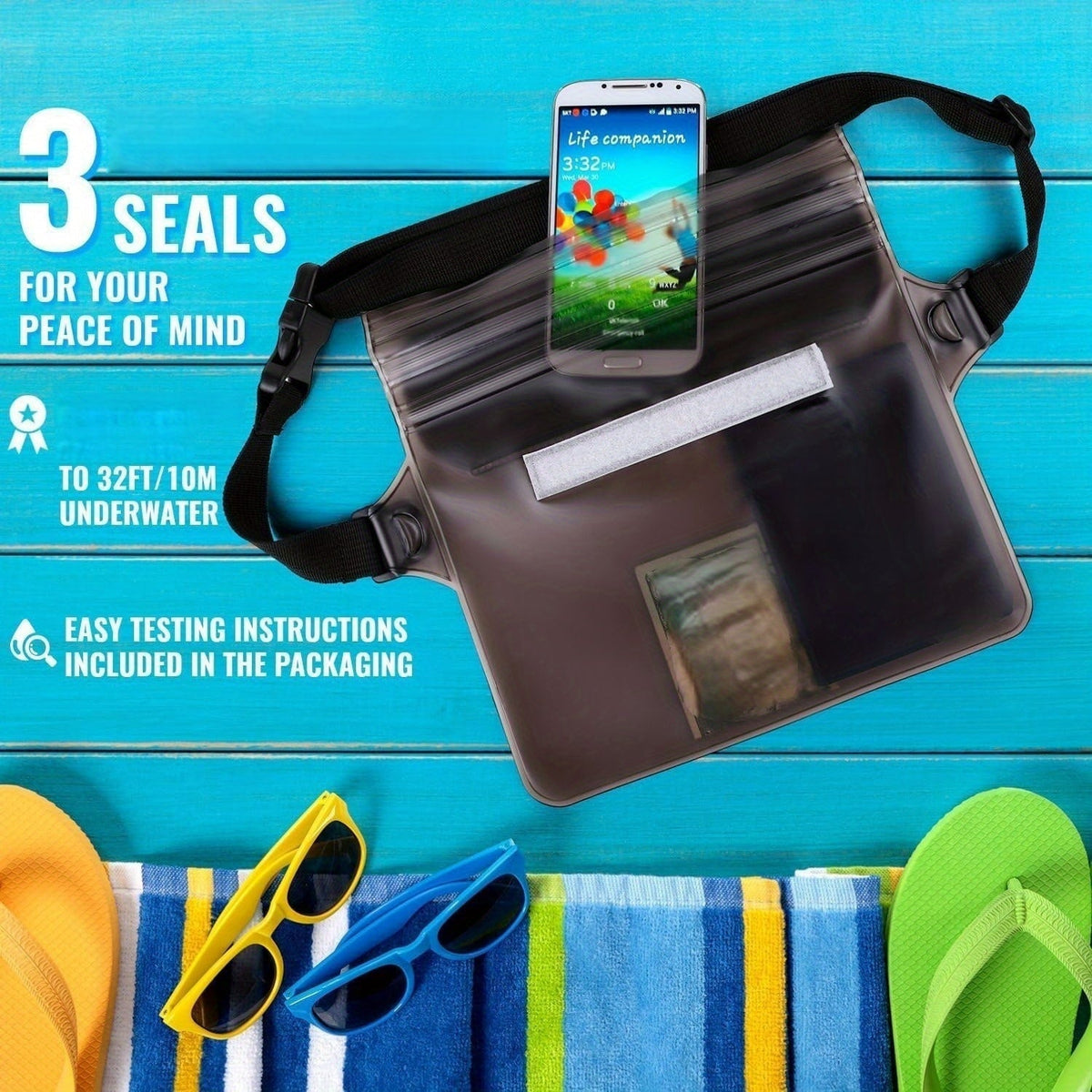 Water-Resistant Waist Pouch with Triple Seal