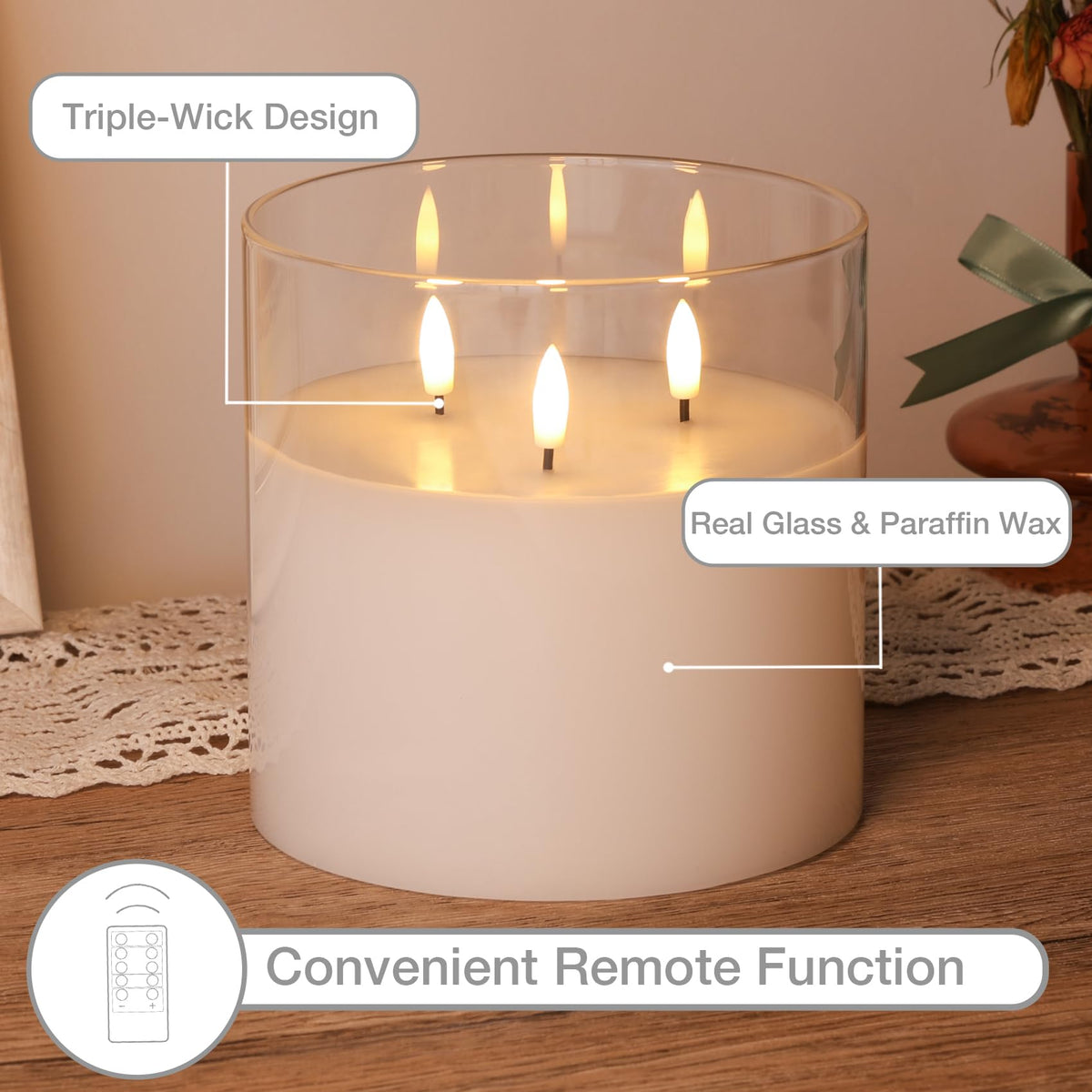 Remote Flameless Pillar Candle