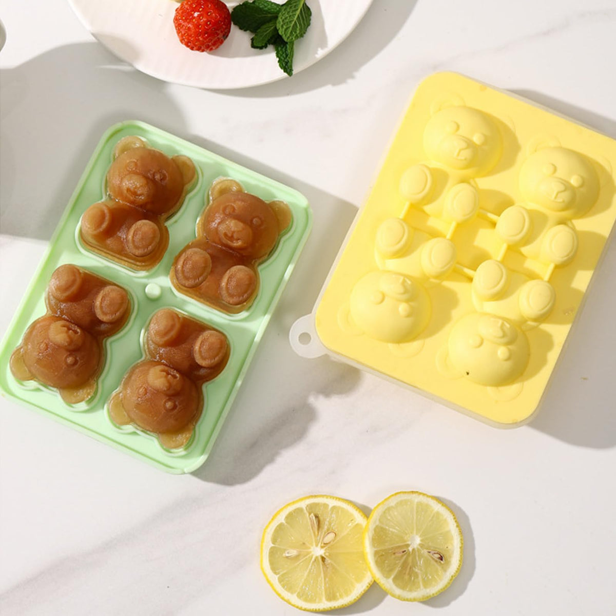 Bear-Shaped Silicone Ice Mould with Four Cavities