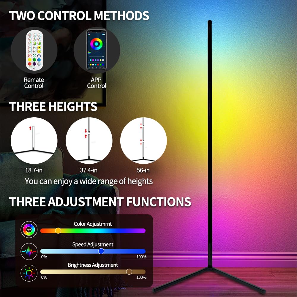 RGB LED Corner Floor Lamp