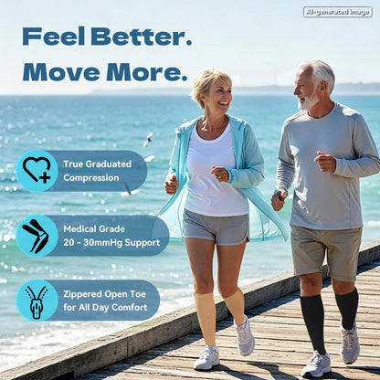 Zip-Up Compression Socks with Graduated Support