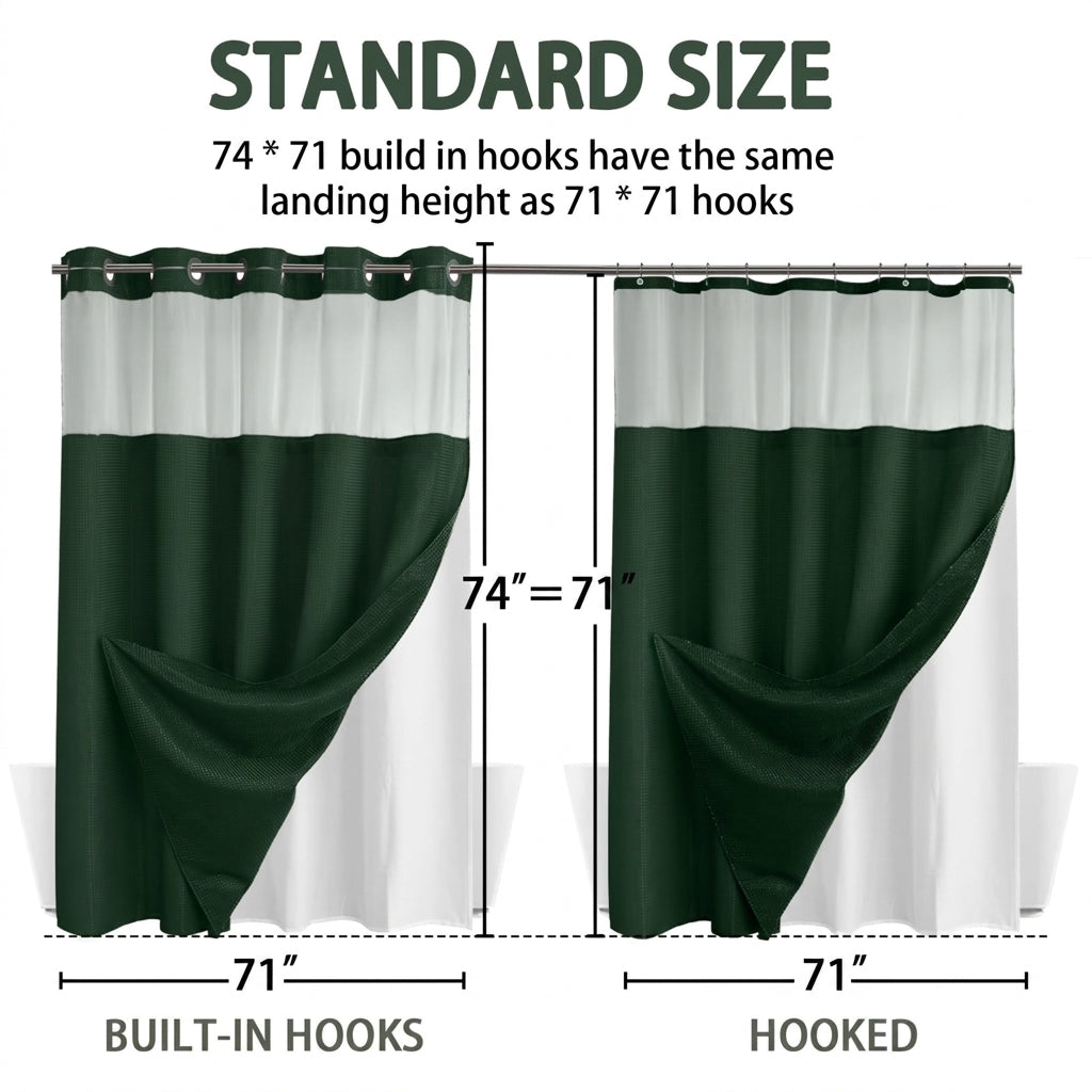 No Hook Shower Curtain