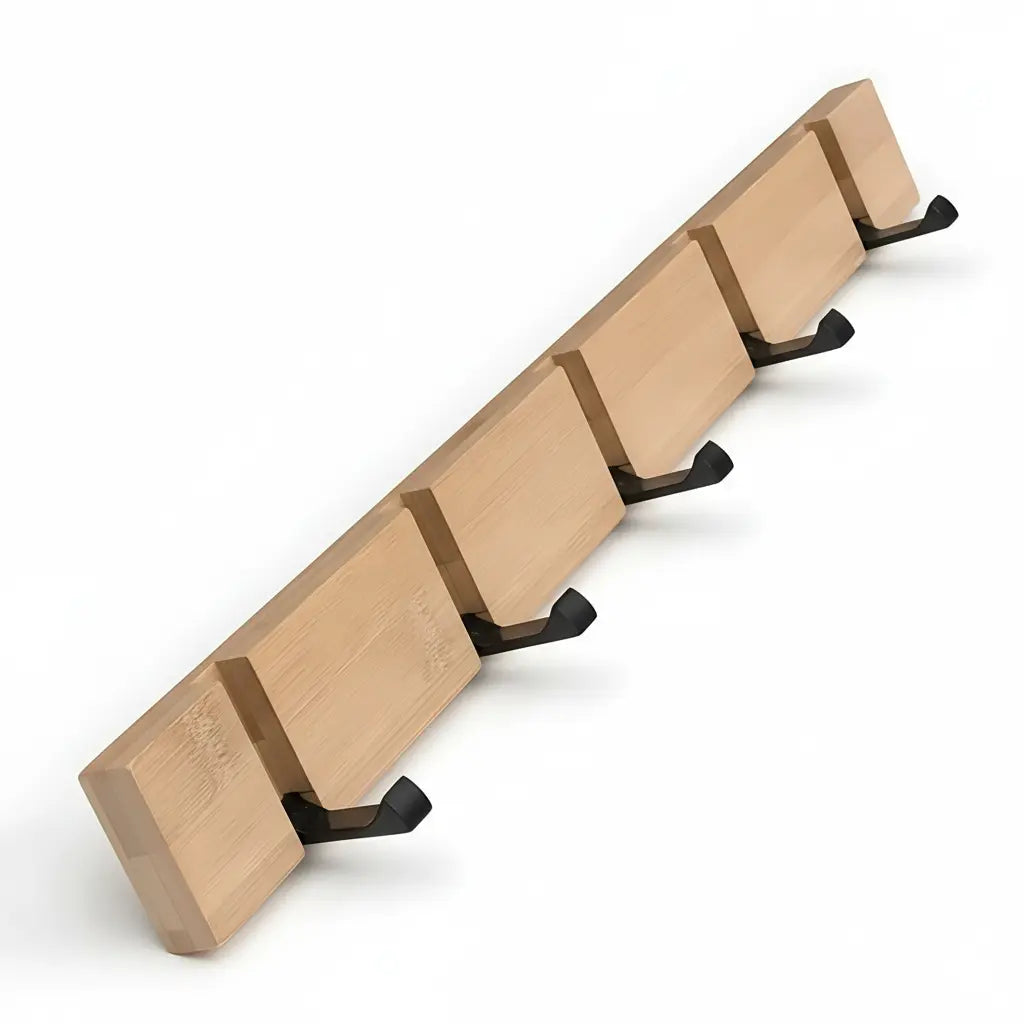 Wooden Wall Mounted Coat Rack with Flip Hooks