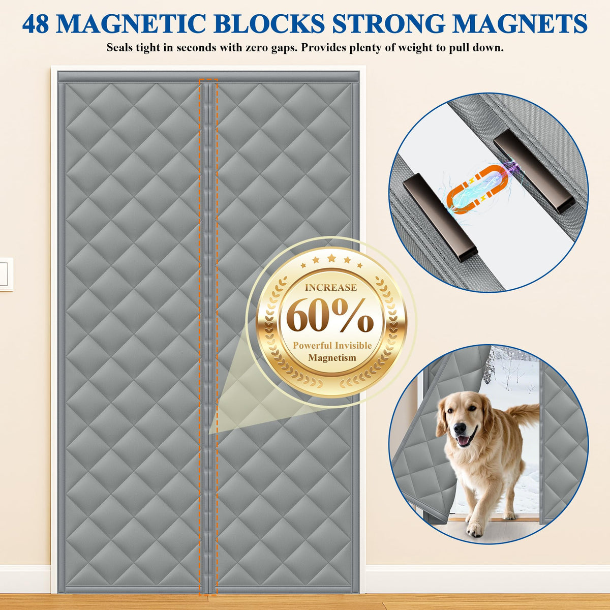 Waterproof Coldproof Magnetic Cotton Door Curtain