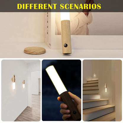 Rechargeable Walnut Wall Lights with Motion Sensor – 2 Pack
