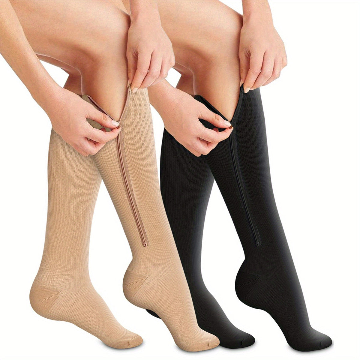 Zip-Up Compression Socks with Graduated Support