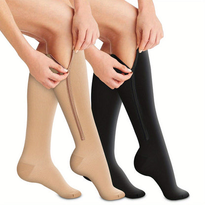 Zip-Up Compression Socks with Graduated Support