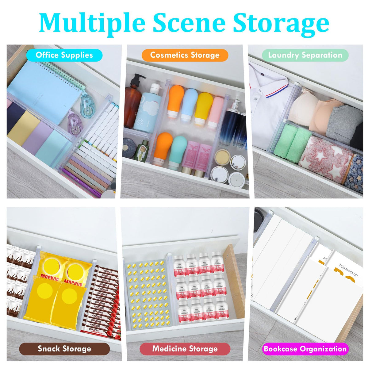 Adjustable Drawer Organisers Pack