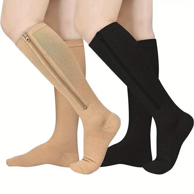 Zip-Up Compression Socks with Graduated Support