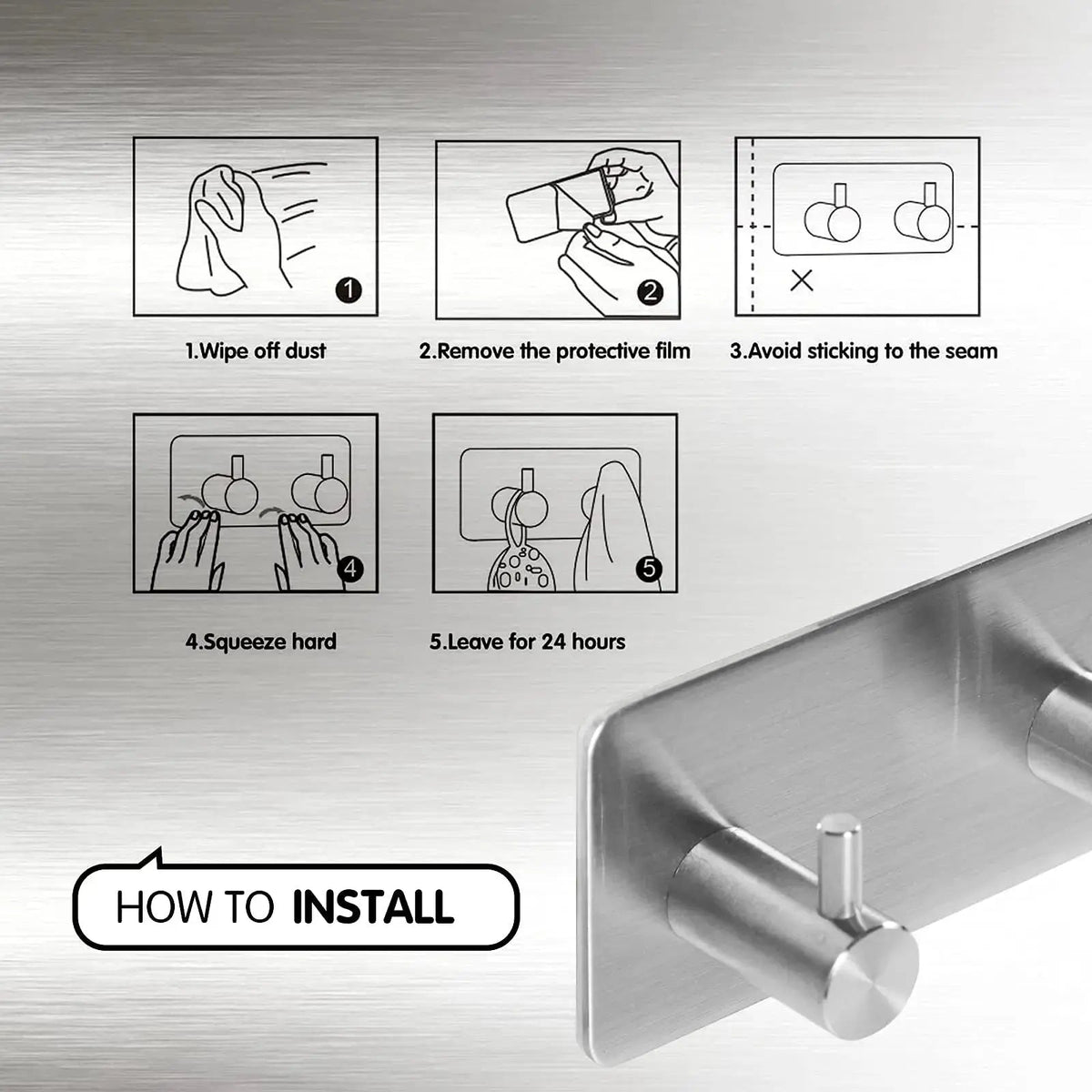 Self-Adhesive Stainless Steel Hooks