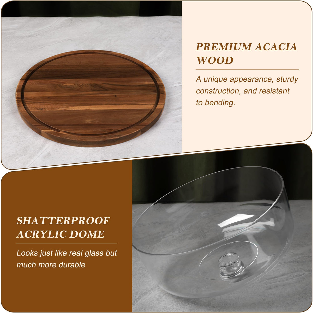 Rotating Wooden Cake Stand with Optional Dome Lid