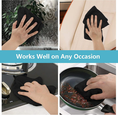Black Microfibre Cleaning Cloth Set – 50 Pieces
