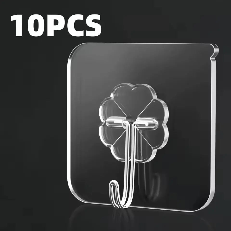 Adhesive Wall Hooks – 10 Pieces