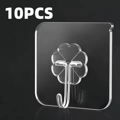 Adhesive Wall Hooks – 10 Pieces