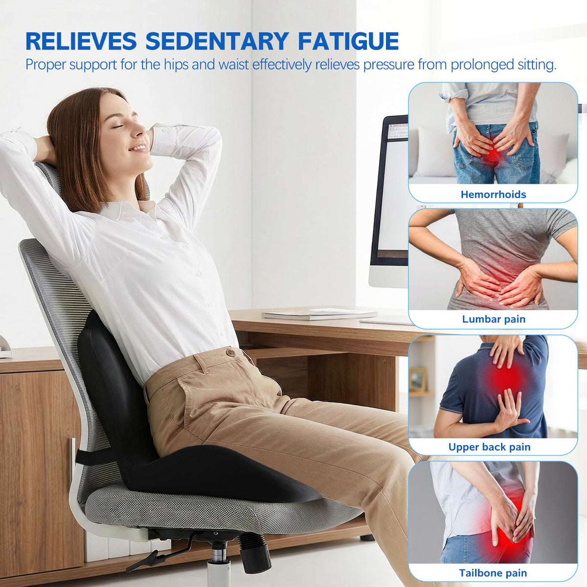 Memory Foam Seat Cushion Contoured Sitting Pad
